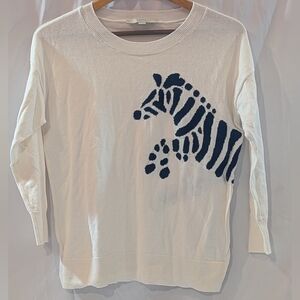 LOFT Cream Sweater with Zebra Print